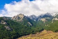 Landscape of Cuerda Larga mountain range with snow in the summits