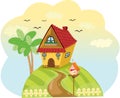 Landscape cute house of top of the hill Royalty Free Stock Photo