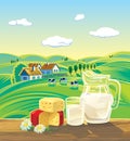 Landscape with dairy products.