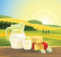 Landscape with dairy products.
