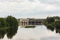 Landscape. The dam covers the bed of a small river with overgrow Royalty Free Stock Photo