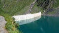 Landscape of the dam of the Lake Barbellino, an Alpine artificial lake. Italian Alps. Italy