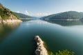 Famous romanian landscape: Dam lake Vidraru, in Romania Royalty Free Stock Photo