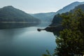 Famous romanian landscape: Dam lake Vidraru, in Romania Royalty Free Stock Photo