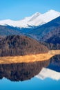 Landscape with dam lake Vidraru, in Romania Royalty Free Stock Photo