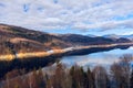Landscape with dam lake Vidraru, in Romania Royalty Free Stock Photo