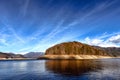 Landscape with dam lake Vidraru, in Romania Royalty Free Stock Photo