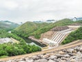 Landscape of Dam, mountain, river and cloudy day