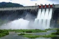 Landscape of dam release water overflow