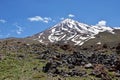 Damavand and volcanic basalt rocks , Iran