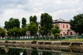 Landscape with the Dambovita river and the building of the Faculty of Veterinary Medicine