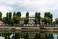 Landscape with the Dambovita river and the building of the Faculty of Veterinary Medicine