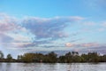 Landscape on the Danube River. Danube River. Beautiful sky and river Royalty Free Stock Photo