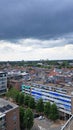 A landscape with dark clouds above the city of Groningen Royalty Free Stock Photo