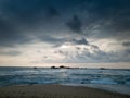 Landscape of dark rainy clouds over the ocean Royalty Free Stock Photo