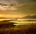 Landscape of dawn on river