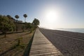 Wooden walkway next to sea in Benicassim Royalty Free Stock Photo