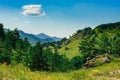 Landscape day in the mountains with a relic forest in the Bayan-Aul national park of Kazakhstan