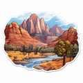 Sedona River Canyon Decal - Cartoon Realism Sticker Inspired By Nature