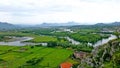 Landscape with deep winding rivers and green farmland Royalty Free Stock Photo