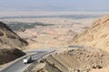 Landscape of desertic mountains over dead sea in Jordan Royalty Free Stock Photo