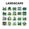 Landscape Design And Accessories Icons Set Vector Royalty Free Stock Photo