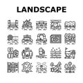 Landscape Design And Accessories Icons Set Vector Royalty Free Stock Photo