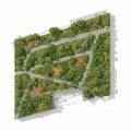 Landscape design blueprint featuring a triangular plot with winding gravel paths Royalty Free Stock Photo