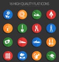 Landscape design 16 flat icons Royalty Free Stock Photo