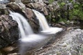 Landscape detail of waterfall over rocks in Summer long exposure Royalty Free Stock Photo