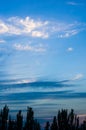 Landscape with dramatic light - blue sky background with clouds, summer day Royalty Free Stock Photo