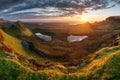 Landscape - Dramatic sunrise sky over the Quiraing hills on the Trotternish peninsula on the Isle of Skye in the Highlands of