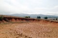 Landscape with dry cracked soil in Xieng Khouang Province, Laos