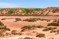 Dry cracked takir soil in semi-desert in Russia. Nature landscape Royalty Free Stock Photo