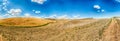 Landscape of dry fields in the countryside in Tuscany, Italy Royalty Free Stock Photo