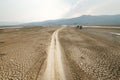 Landscape of dry land climate change and Drought concept.