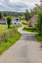 Landscape of Dutch rural road between agricultural farms Royalty Free Stock Photo