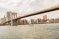 Landscape with the East River, Sailboat, Manhattan Bridge, New York City, skies and clouds