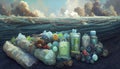 Landscape with ecological disaster. Polluted earth, illustration