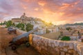 Landscape with Eivissa at sunset time, Ibiza island Royalty Free Stock Photo