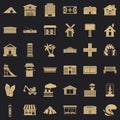 Landscape element icons set, simple style Royalty Free Stock Photo