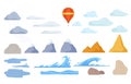 Landscape Elements with Clouds, Mountain Peaks and Water Big Vector Set Royalty Free Stock Photo