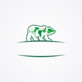 Landscape emblem design company or green landscaping studio icon forming a bear