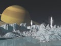 Landscape of Enceladus, Saturn\'s moon Royalty Free Stock Photo