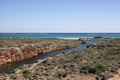 Landscape of Yardie Creek Gorge with small river and delta in Western Australia in Cape Range National Park Royalty Free Stock Photo