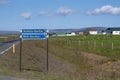 Landscape of entrance sign to Eldborg crater extinct volcano near Borgarnes South Iceland