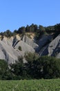 Landscape eroded with black marls in Corbieres, France