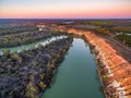 Landscape of eroding sandstone shore of Murray RIver. Royalty Free Stock Photo