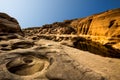 Landscape of erosion at Khong river Royalty Free Stock Photo