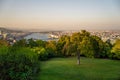 Landscape of a European city. View of Budapest from the mountain. Royalty Free Stock Photo